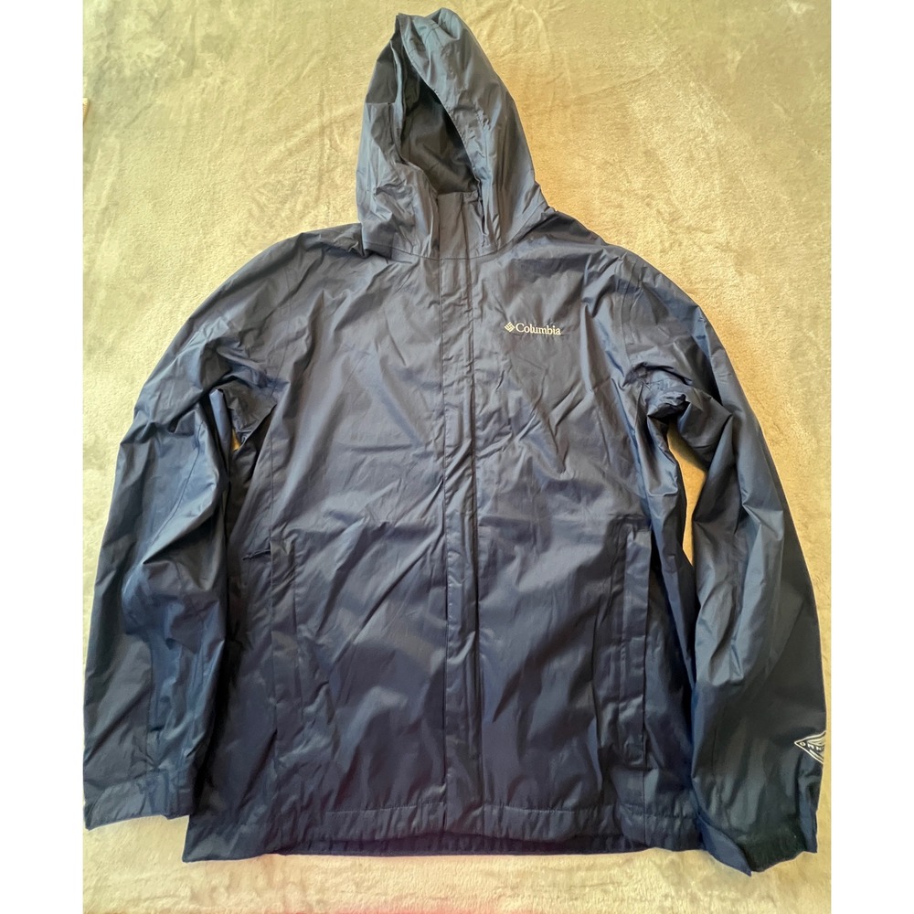 Columbia Rain Jacket Mens Medium Blue Watertight II Hooded Waterproof XM0027